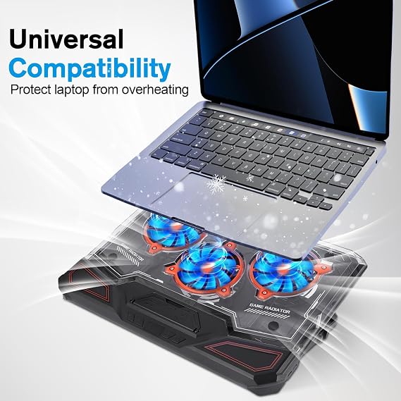 Gaming Laptop Cooling Pad, RGB Laptop Cooler with Powerful Turbo Fan