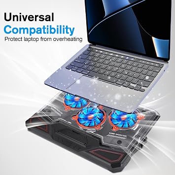 Gaming Laptop Cooling Pad, RGB Laptop Cooler with Powerful Turbo Fan