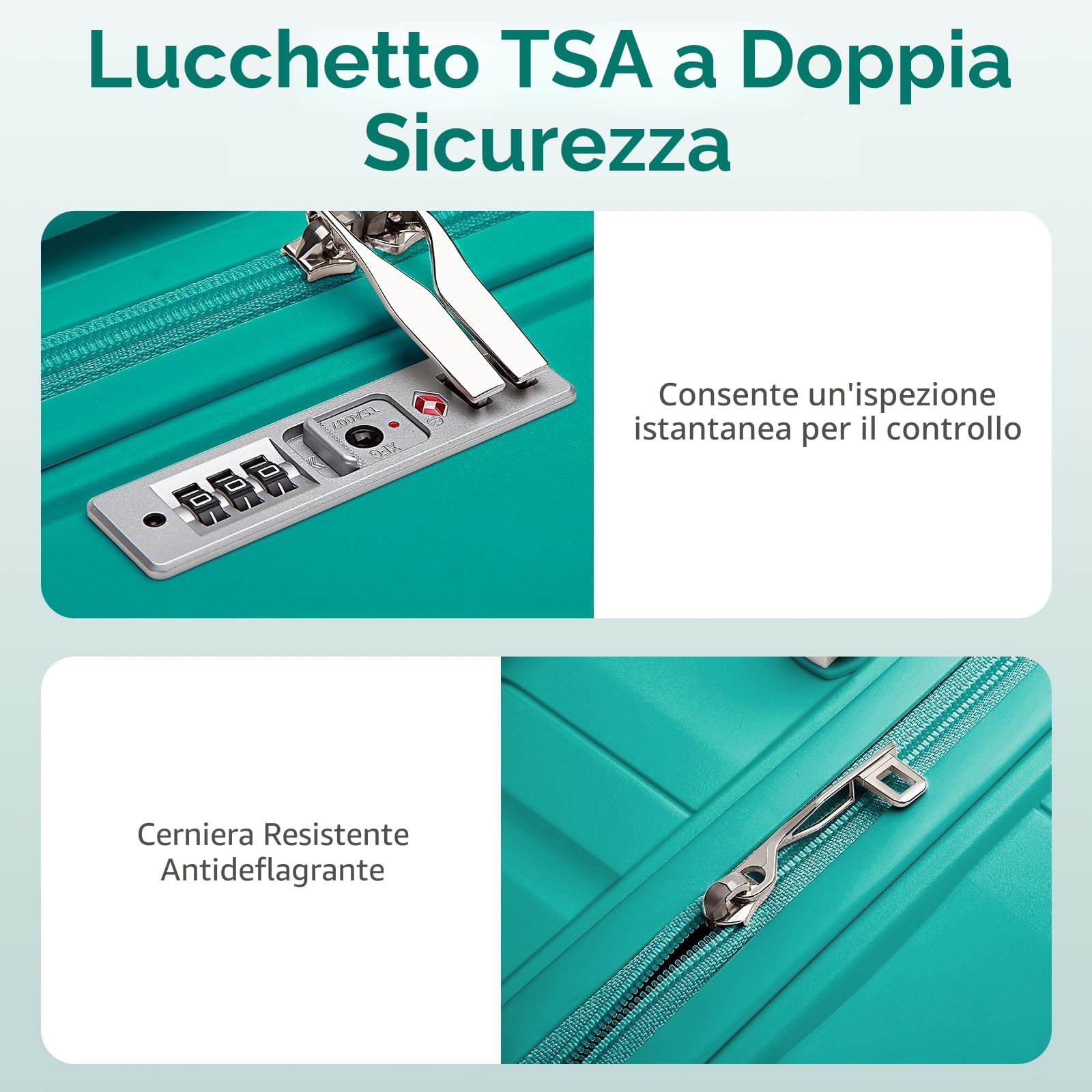 KONO Valigia Grande da 75cm Trolley Rigida Leggero Polipropilene Valigie con TSA Lucchetto e 4 Ruote (Verde)