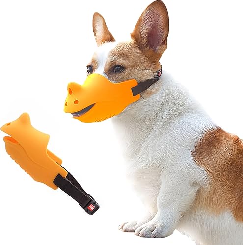 Augegel Bozal para perro para morder y masticar, bozal antimordeduras, material de silicona transpirable y correa ajustable, adecuado para perros