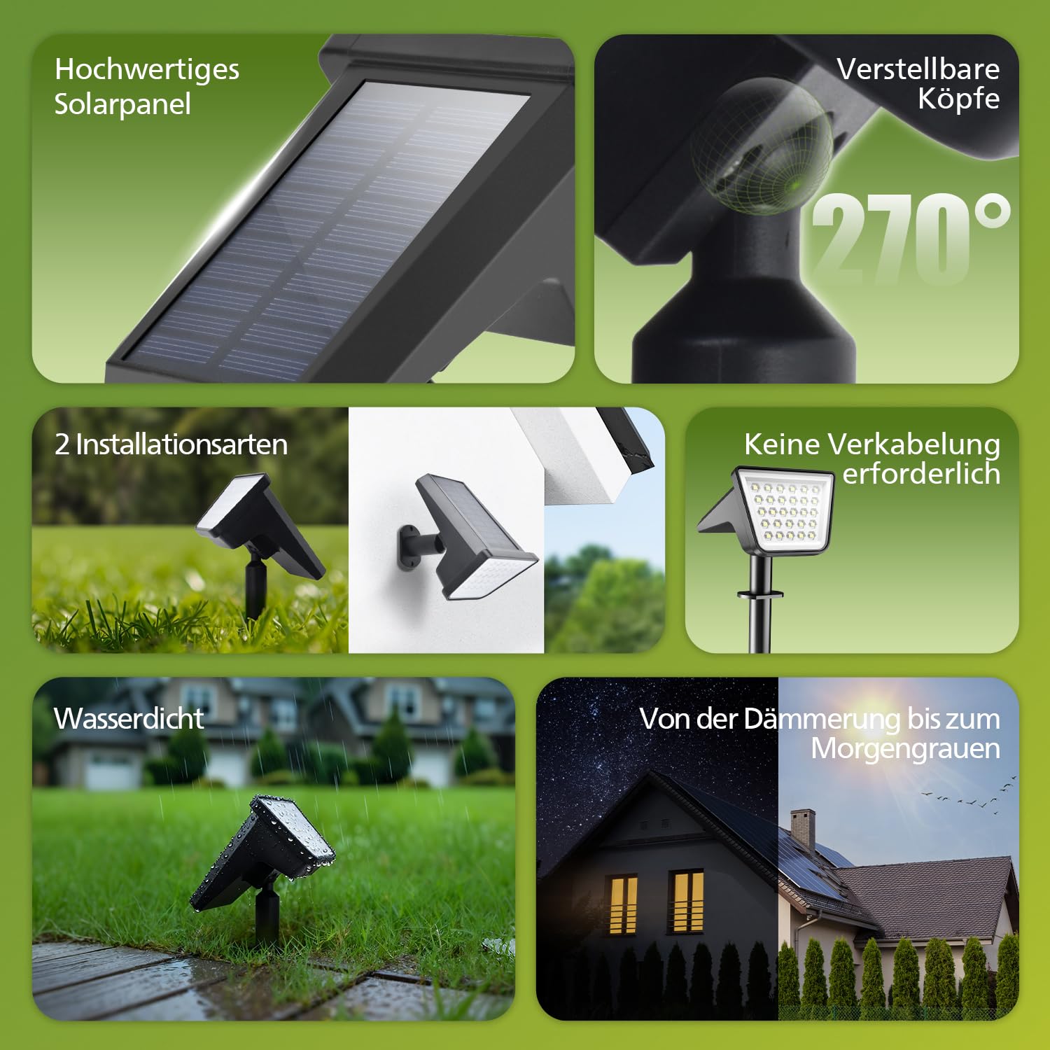 Philips 4 Stück Solarstrahler für Außen Garten, 28 LEDs 3000K Warmweiß Solarbetriebene Landschaftsbeleuchtung, Wasserdicht Wegeleuchten, Dusk to Dawn – für Garten, Hof, Rasen, Gehweg