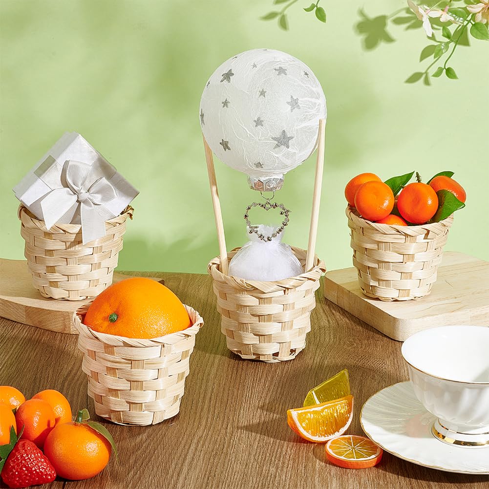 PH PandaHall 16pz Cestini in Bambù Piccoli Mini Cestino Intrecciato Senza Manici Mini Cestini per Bomboniere Decorazioni per La Casa Regali Giardino Fiori Artificiali, 60~94x75mm