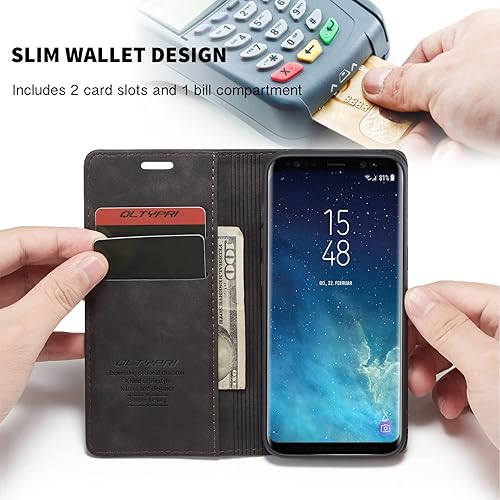Miniatura 2 de QLTYPRI Funda Para Samsung Galaxy S8 Plus, Vintage PU Cuero Billetera Caso Ranura Para Tarjeta Kickstand Cierre Magnético A Prueba De Golpes Flip