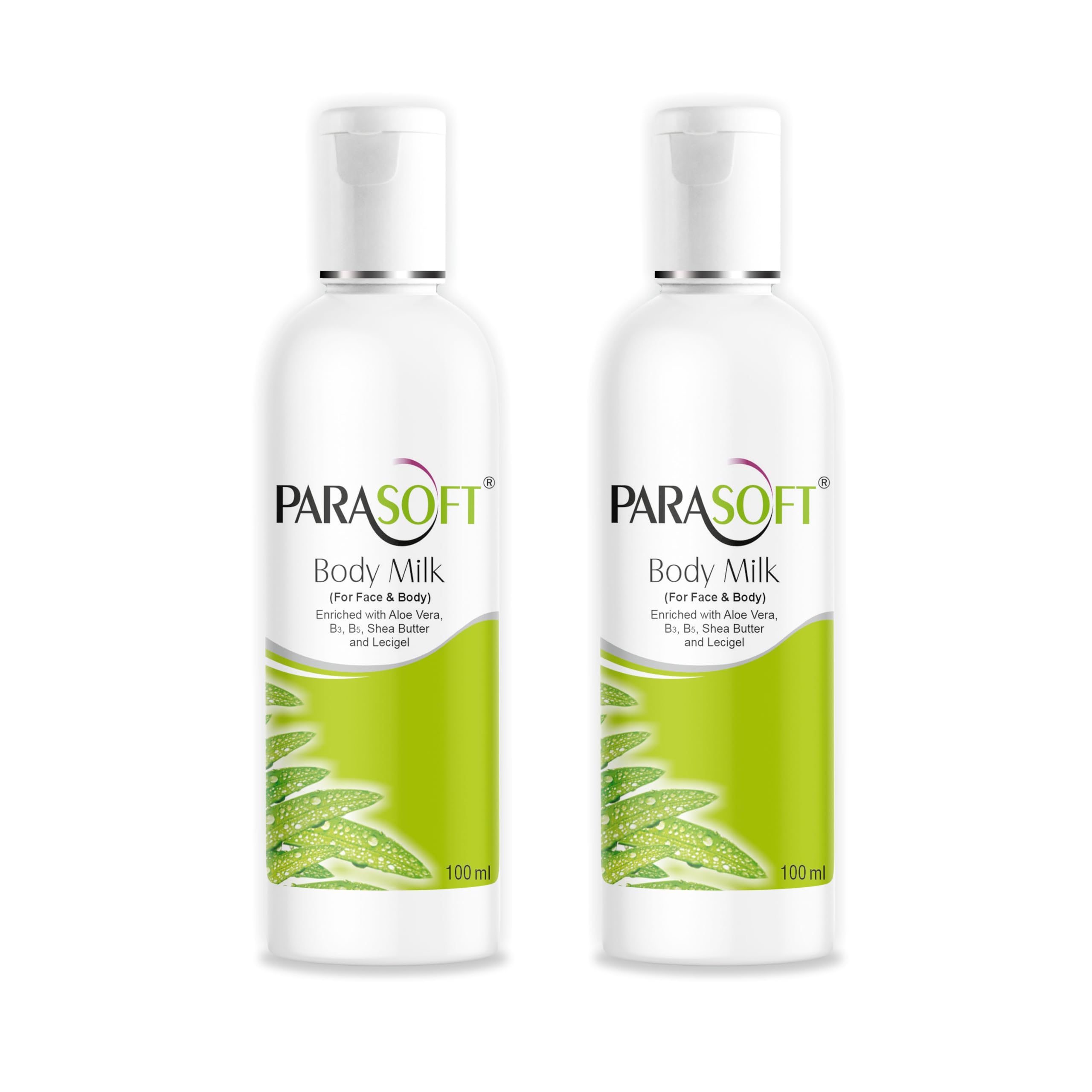 Parasoft Body Milk Face & Body Lotion 100 ml / 3.38 fl oz (2 Pack) with Niacinamide (B3), Panthenol (B5), Shea Butter & Aloe Vera - lightweight daily moisturizer, non-greasy fast-absorbing