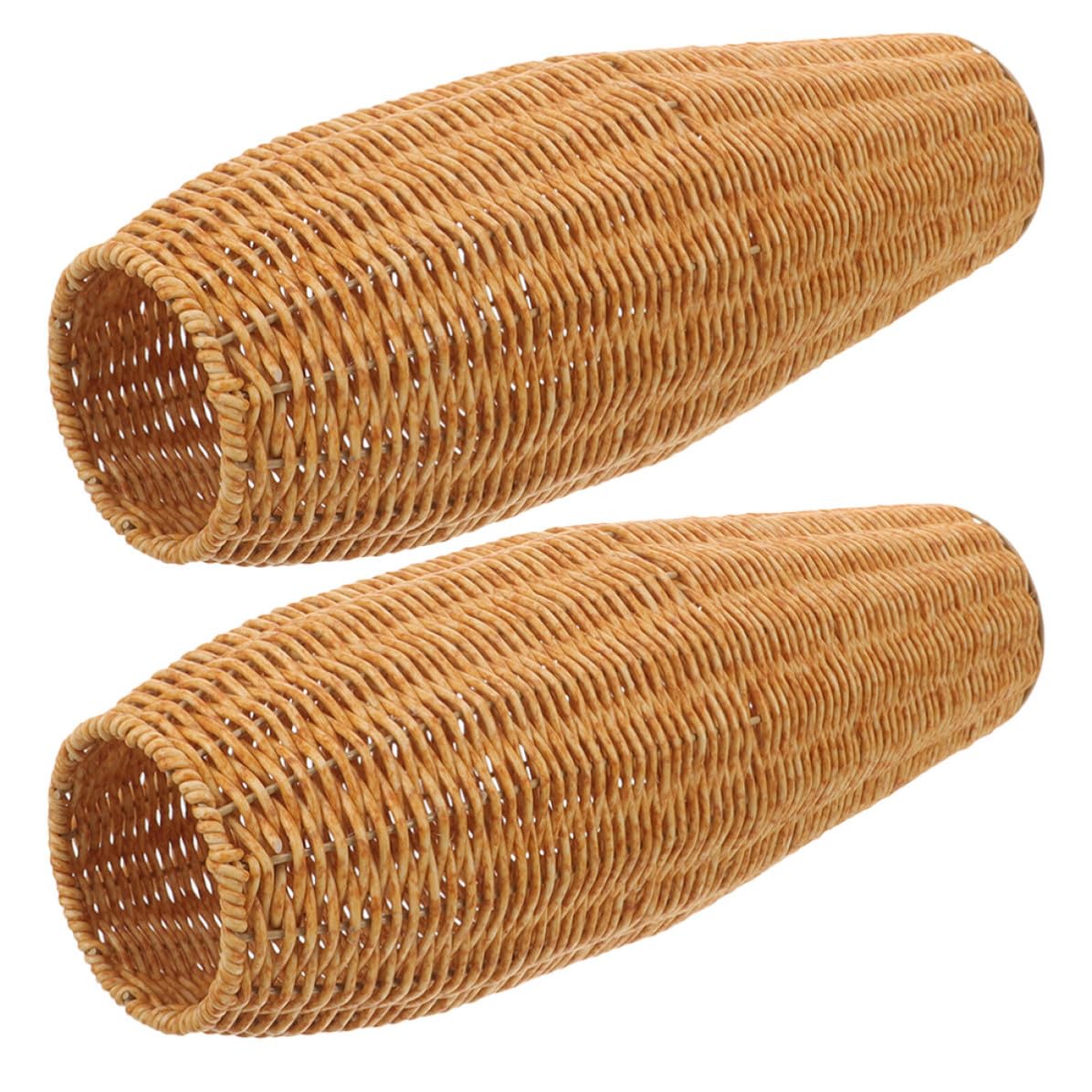 Vaguelly Jarrones Grandes para Suelo de Imitación Ratán, 2 Piezas, Diseño Rústico y Material Plástico, Ideales para Decoración de Mesa y Arreglos de Flores Hogar