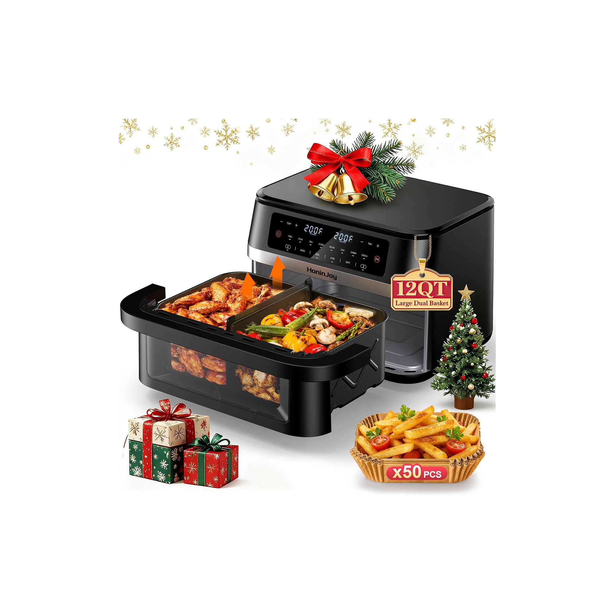HoninJoy 12QT Large Dual Basket Air Fryer