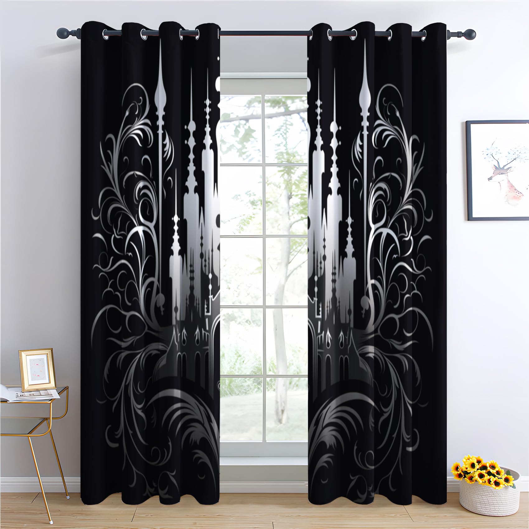 THYUNQ Verdunkelungsvorhänge Chinesischer Drache - 2er Set 200x140cm Mit Ösen