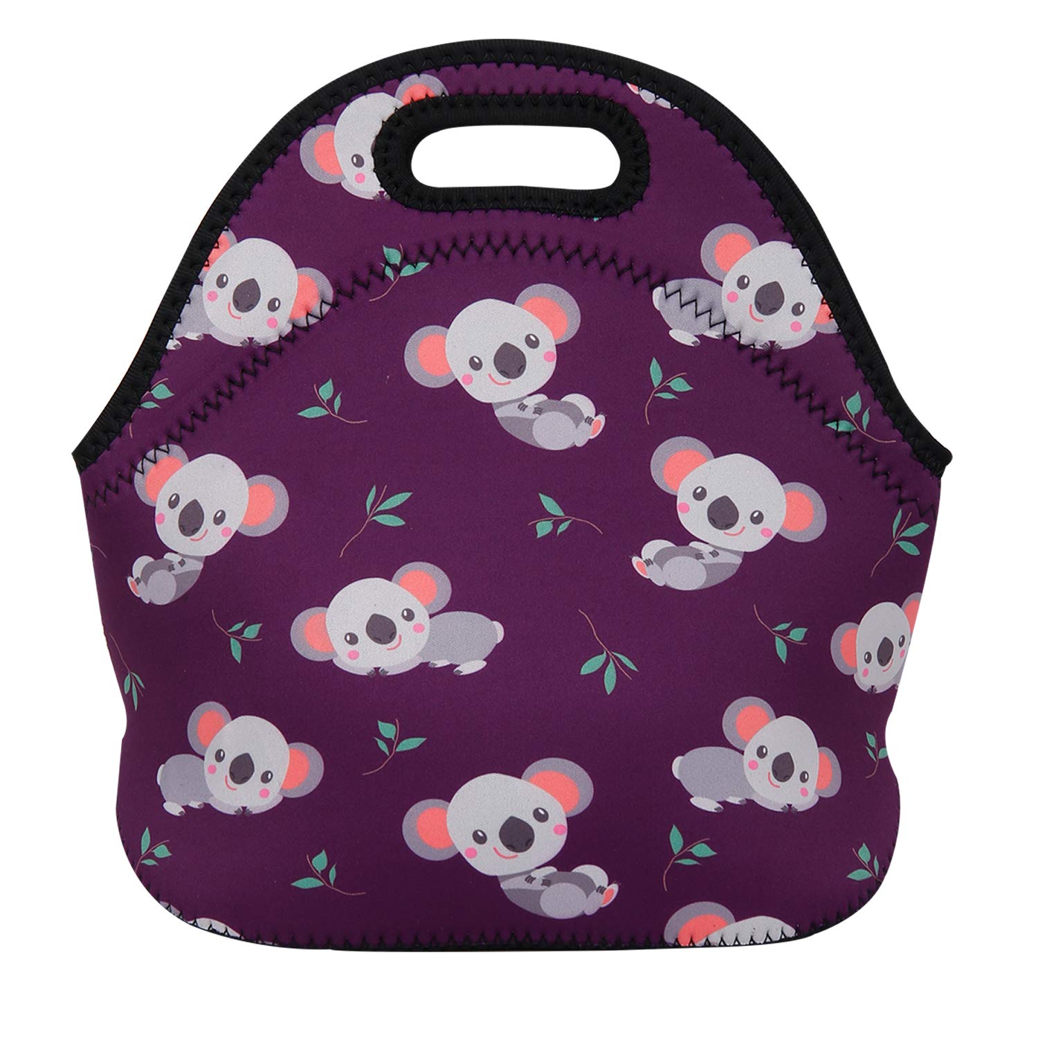 Violet Mist Womens Cute Reusable Neoprene Lunch Bag Insulated Lunch Box Koala Animal Cartoon Thermal lunch bags Bag