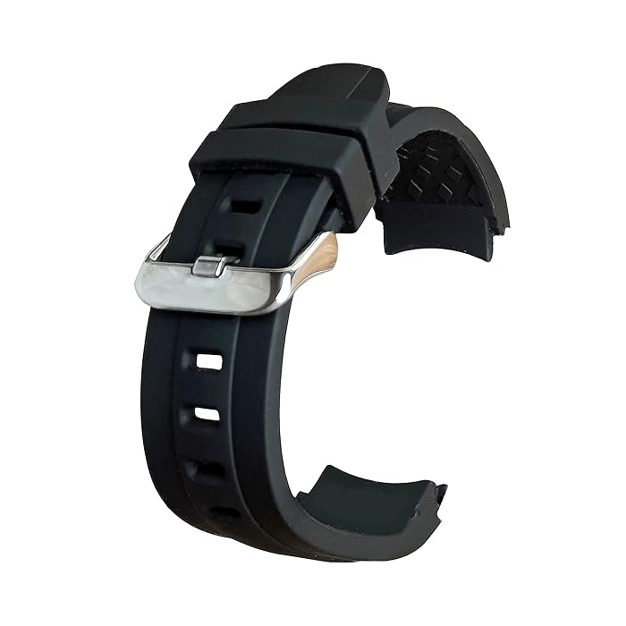 Buy Black Curved End 22mm Watch Strap Silicone Rubber Watch Straps For