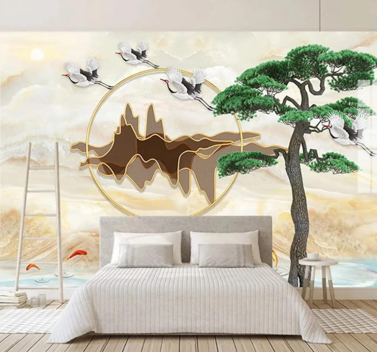 XLMING Abstract Pine Trees Landscape Scenery Faux Marble 3D Wallpaper Luxury Home Dining Decor Paste Sofa Living Room The Wall for Bedroom Mural-350cm×256cm