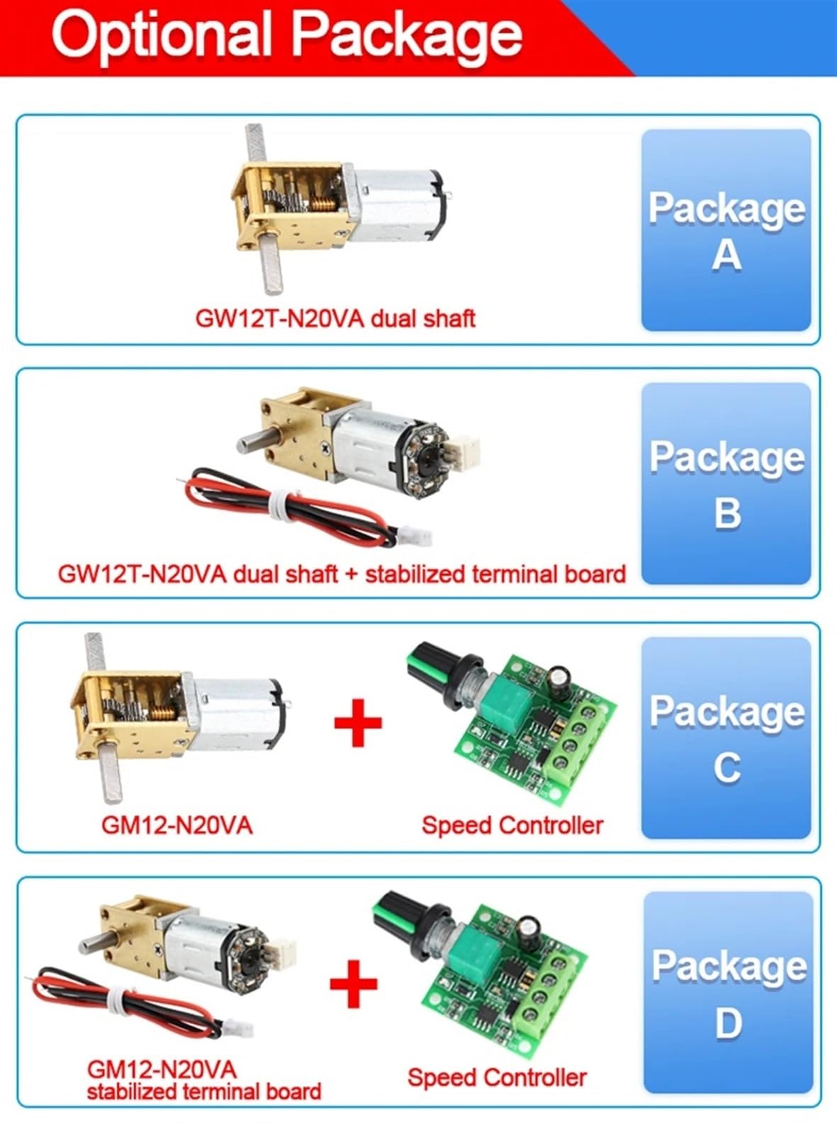N20VA Turbinen-Schnecken-DC-Getriebemotor 3V 6V 12V Doppelwelle for Smart Car PTZ-Roboter DIY(Package D,12V-1 Ratio 1030)