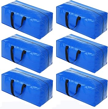 Acnusik 6 Pack Heavy Duty Moving Bags Extra Large Storage Bags XL Moving Tote Bag Fabric Storage Bag Zipper Clothes Storage for College Moving for Ikea Frakta Hand Cart