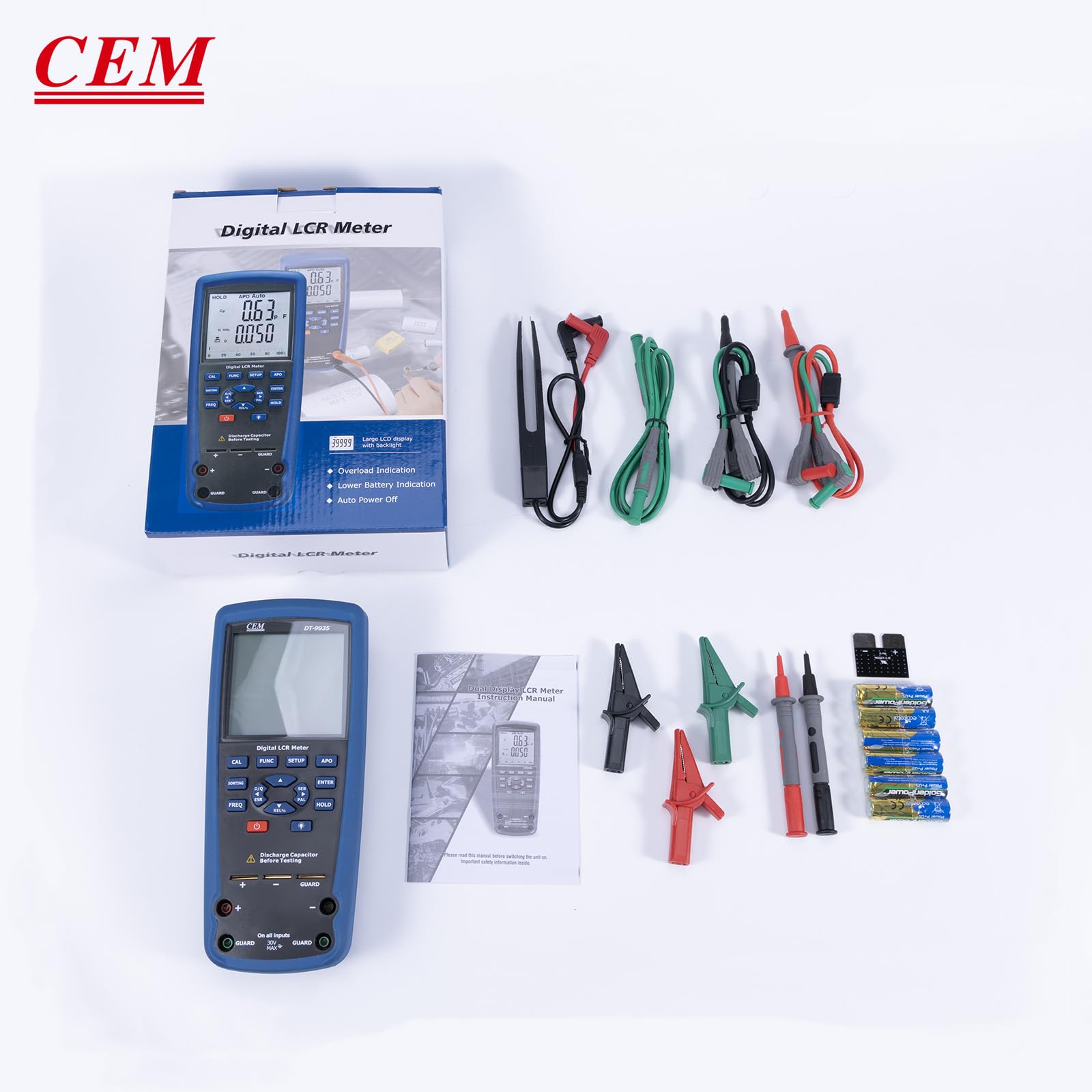 CEM 9935 Hochpräzises LCR/ESR-Messgerät, 100 Hz – 100 kHz, Industrielles Tragbares Digitales LCR-Messgerät