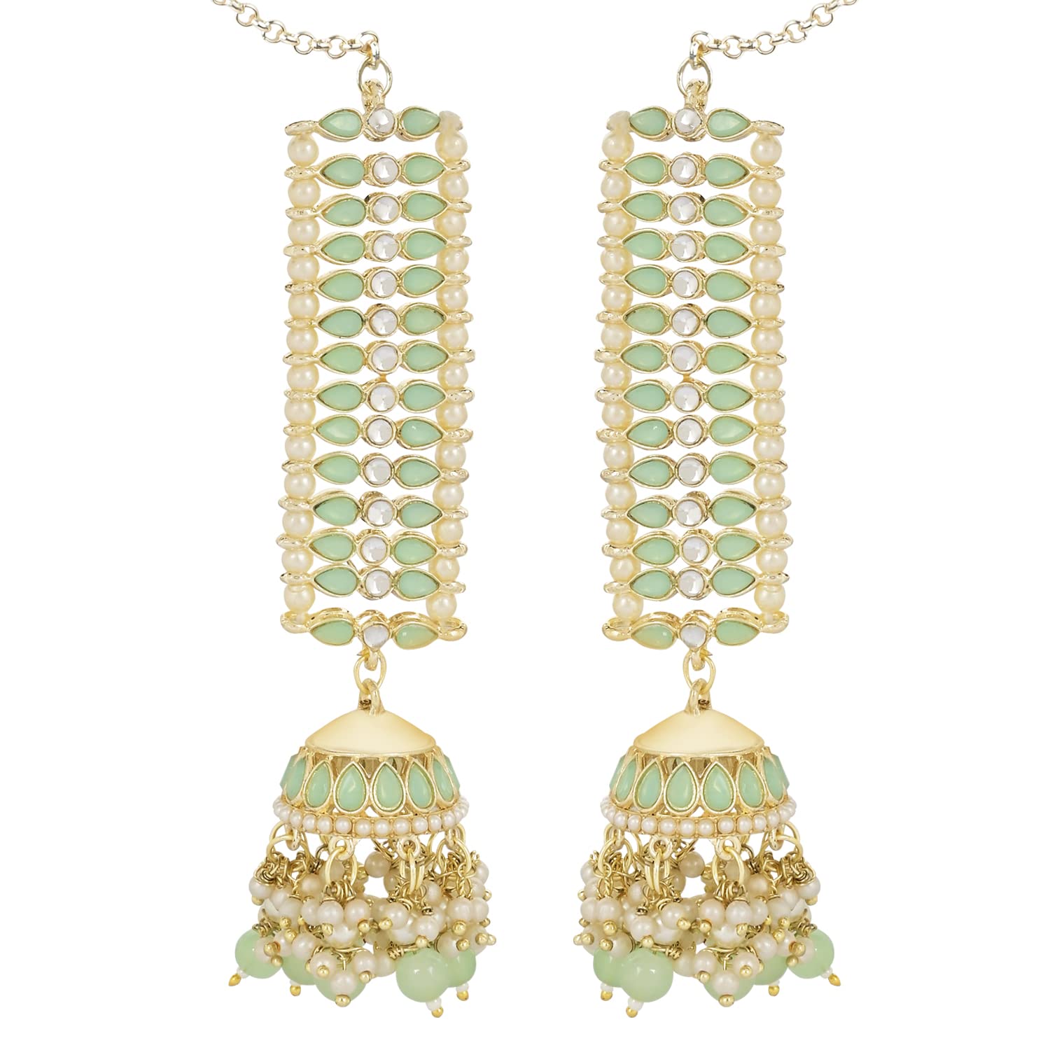 I Jewels Gold Plated Traditional Kundan Studded Hanging Pearl Jhumki Earrings With Ear Chain For Women/Girls (E3120Min) (B0C6GRPFVQ) Amazon Price History, Amazon Price Tracker