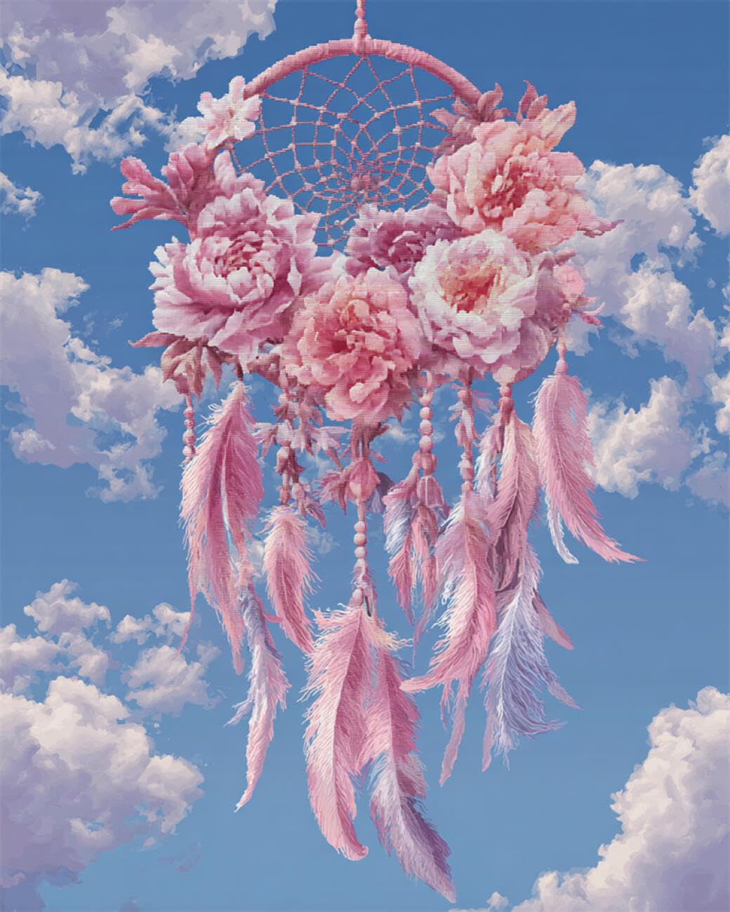RKFLGEW DIY Bead Embroidery Kit Dreamcatchers and Flowers 40x50cm