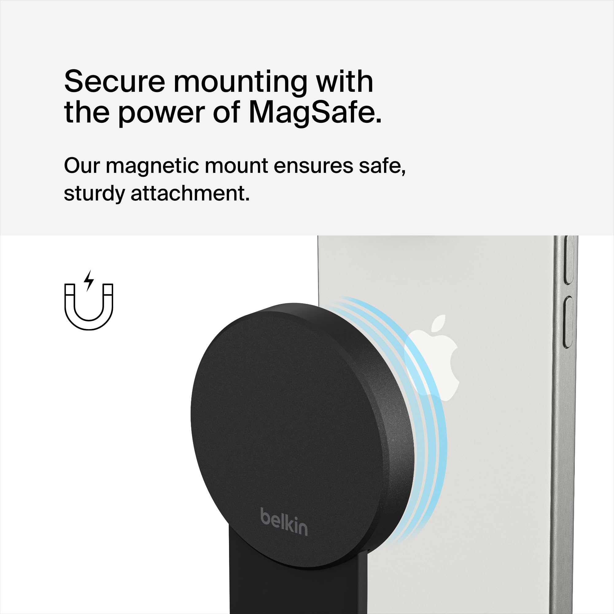Belkin iPhone Mount with MagSafe for Apple TV 4K - MacBook Continuity Support w/tvOS - Turn Phone to Webcam, Compatible with MacBook Pro, Air, iPhone 16,15,14,13 & More - Gray | Convierte el iPhone en cámara web, soporte tvOS, compatible con MacBook Pro,