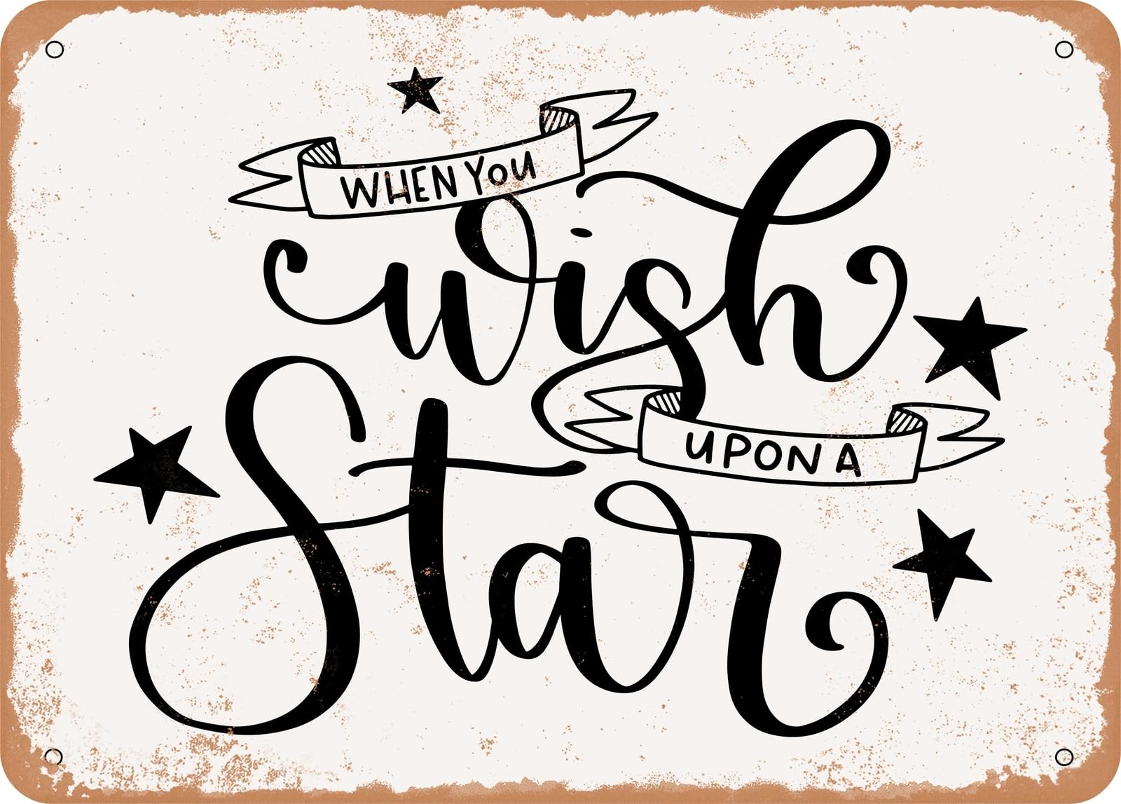 Miaomansenstore Metal Sign - Wish Upon A Star - Vintage Look Sign Home Decor