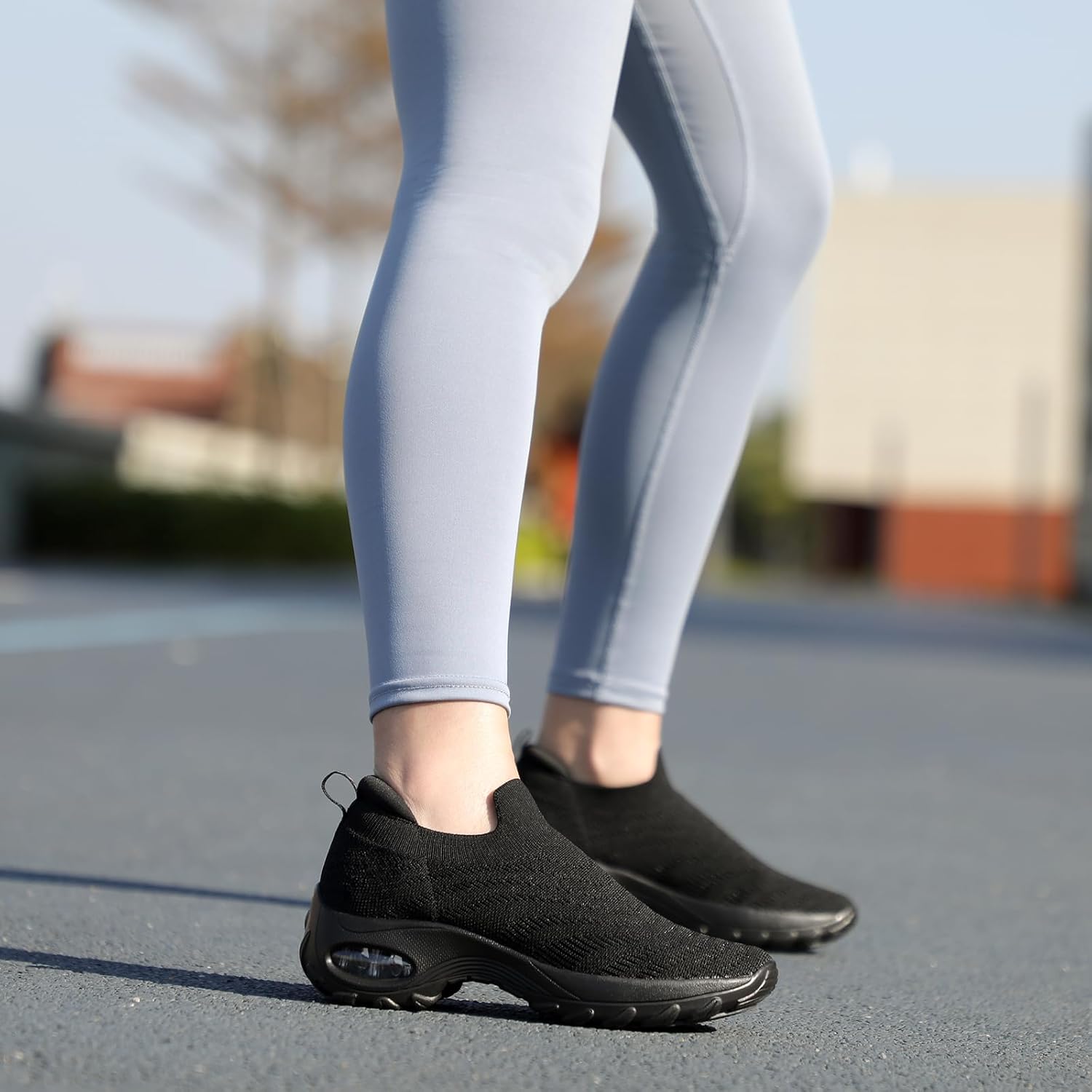 HKR Women's Walking Shoes Arch Support Non Slip Work Shoes Breathable Knit Upper Lightweight for Plantar Fasciitis - Image 7