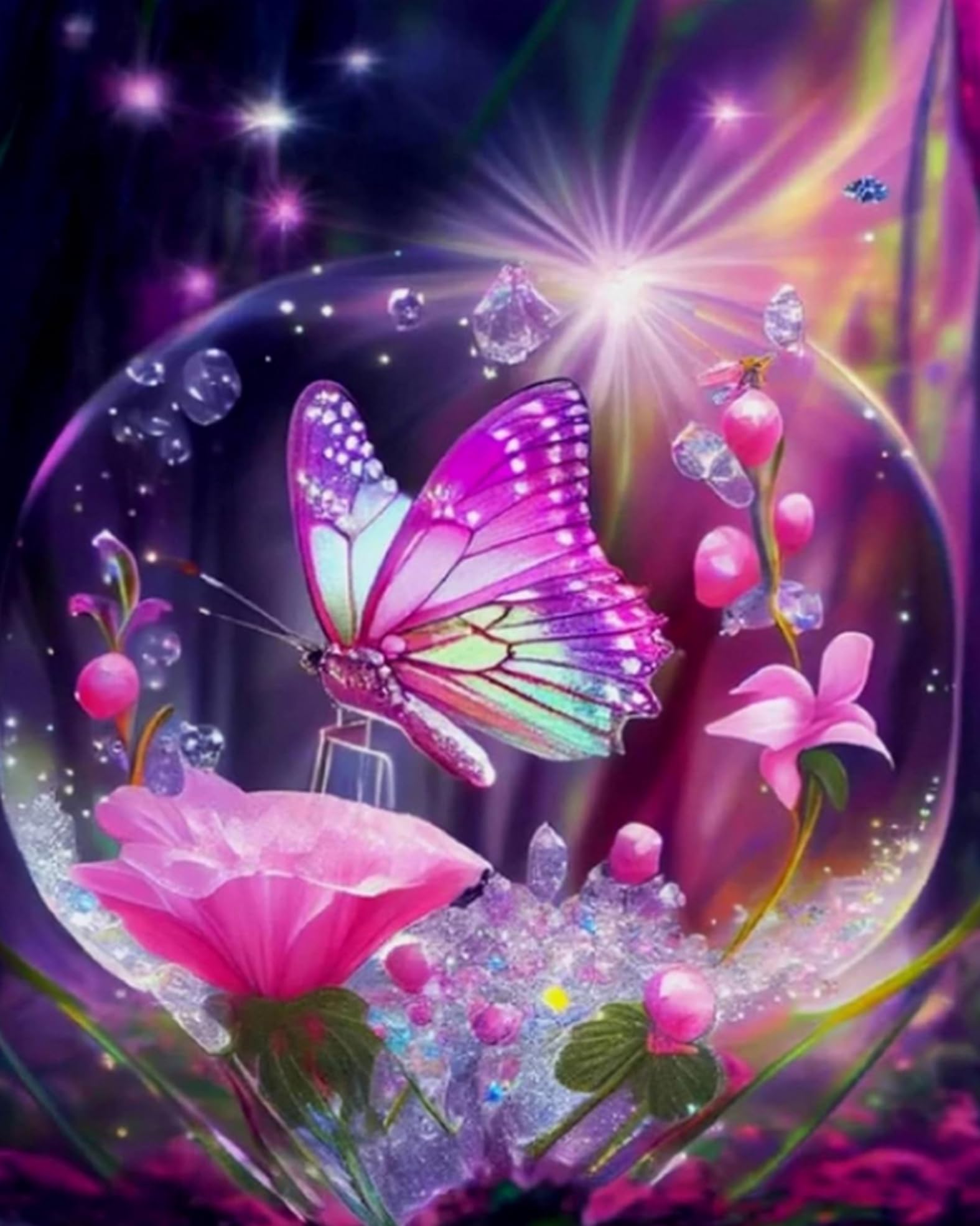 LEYIUYIU Printed Pattern Cross Stitch DIY Kit Suitable for Adults & Beginners 11CT Embroidery Set for Handcrafting and Home Wall Decor — Beautiful Butterfly — 40x50cm
