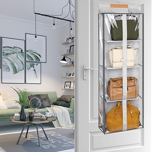 Miniatura 7 de mumisuto Organizador de bolso colgante para armario, bolso transparente organizador de almacenamiento para armario, organizador de bolso sobre la