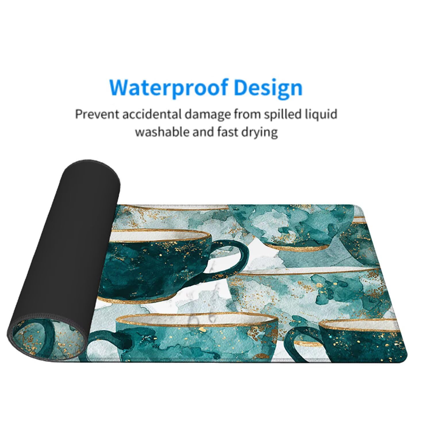 Podkładka pod mysz XXL 1200 x 600 x 3 mm Turkusowa podkładka pod mysz akcesoria do gier abstrakcyjna mata antypoślizgowa klawiatura komputer duża gumowa podstawa odporna dla graczy i domu w-1523