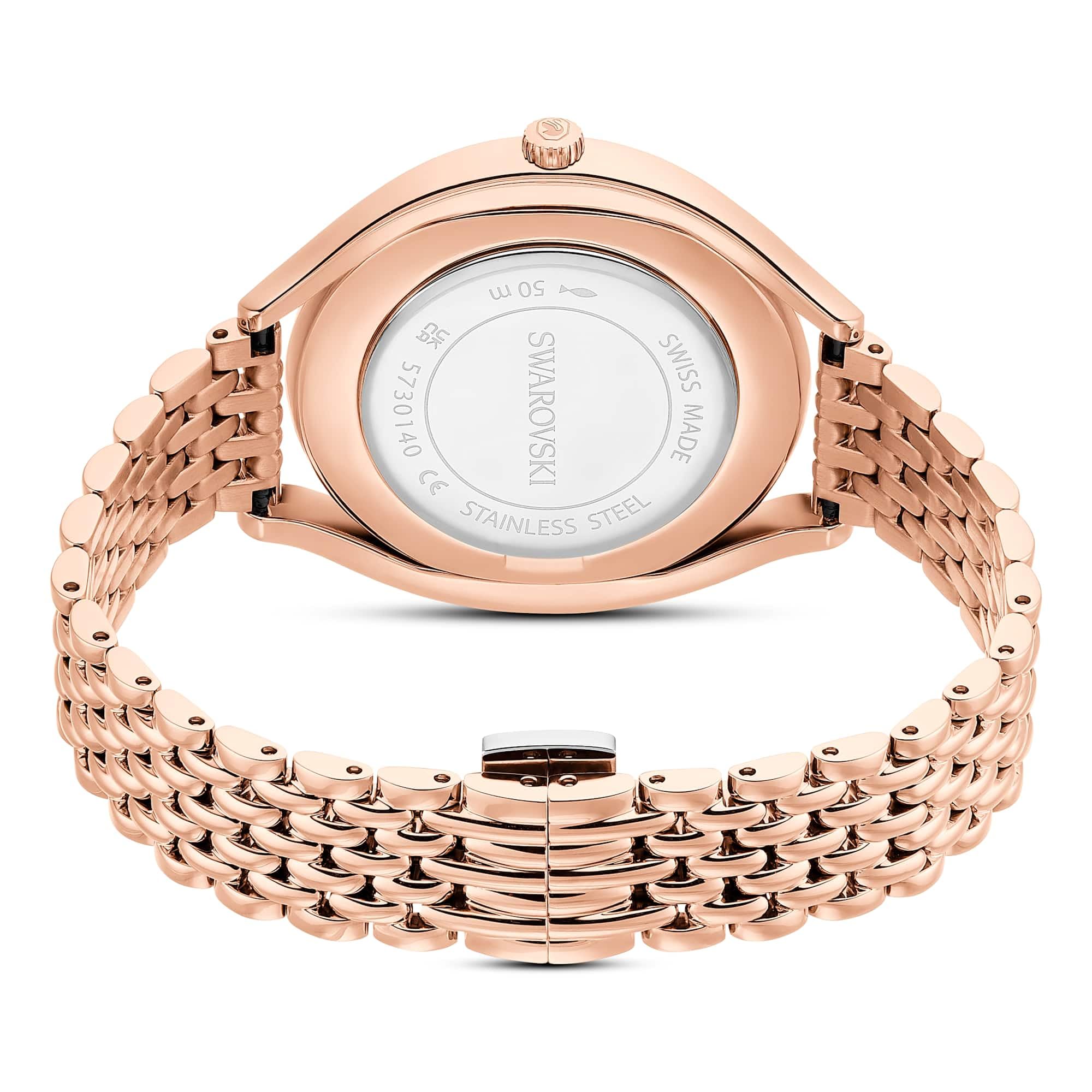 Swarovski Reloj Crystalline Aura, Fabricado en Suiza, Brazalete de Metal, Tono Oro Rosa, Acabado Tono Oro Rosa
