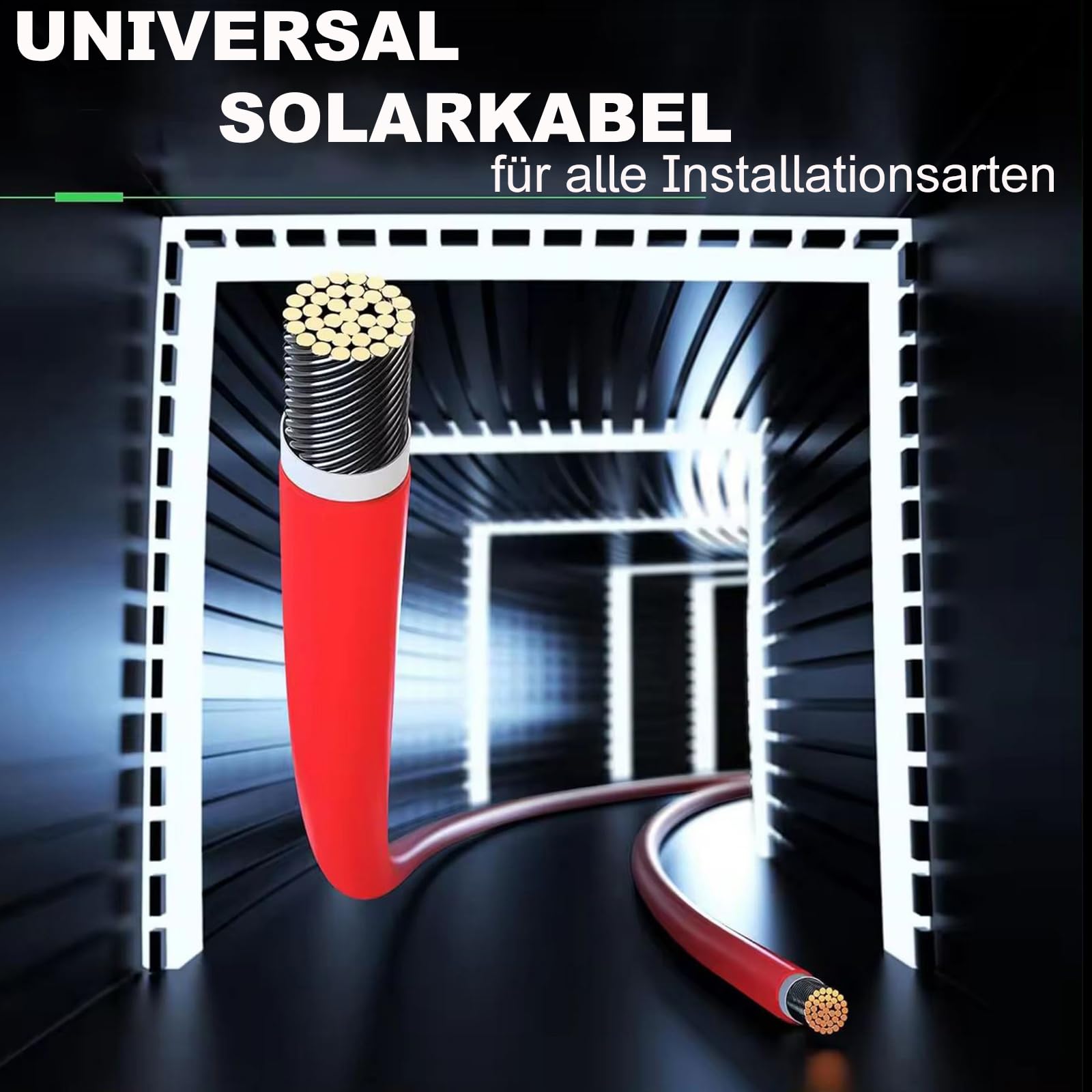 NAUC Solar Verlängerungskabel für Solarpanel - Solarleitung Solarkabel für Solarmodule - Photovoltaik-Kabel - Kabel 6 mm² - 5-100 Meter - TÜV, Farben:Schwarz, Länge Kabel:30 Meter