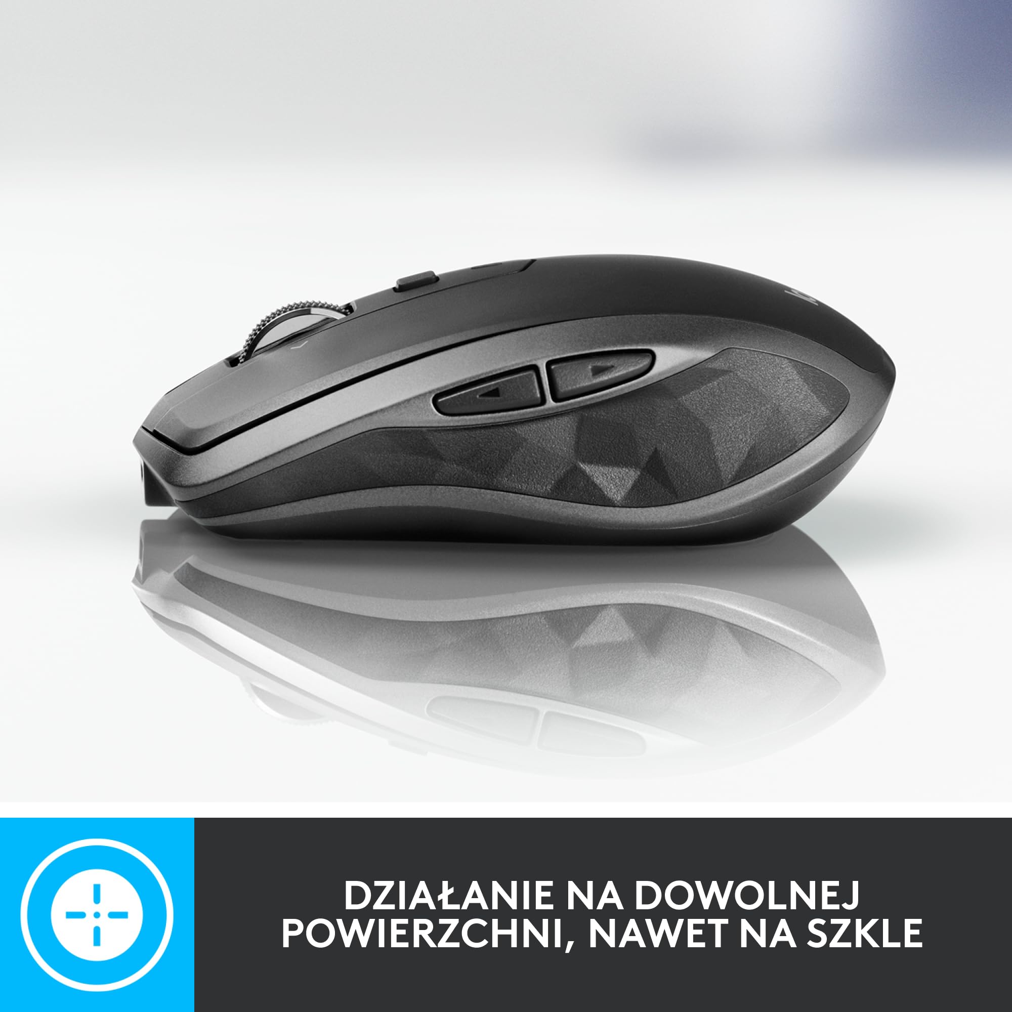 Logitech MX Anywhere 2S Mysz bezprzewodowa z Bluetooth, obsługująca wiele powierzchni, bardzo szybkie przewijanie, z akumulatorem, przenośna, obsługująca do 3 komputerów Mac/PC