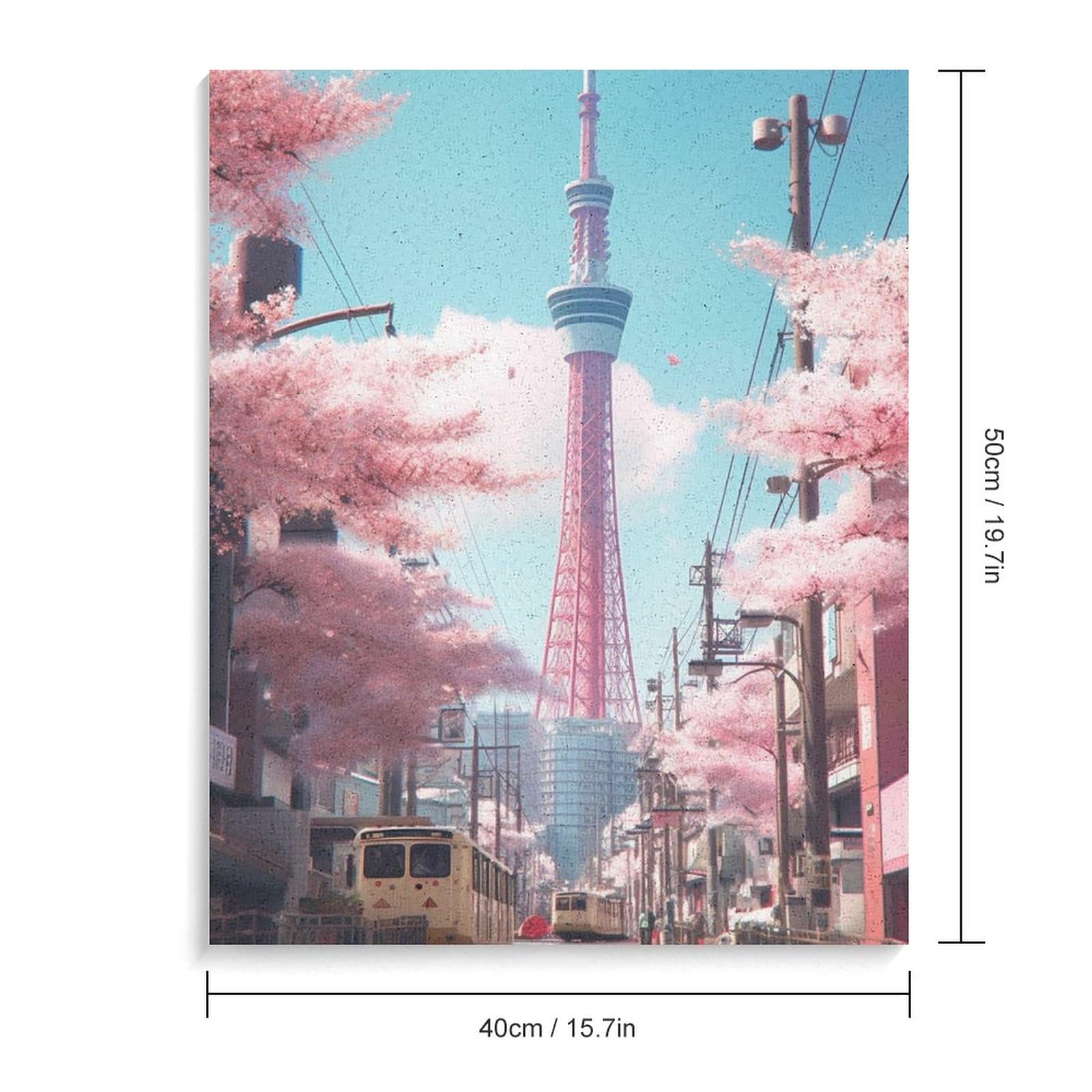 お値下げしました❗絵画 油絵 Amazon | 東京スカイツリーと桜 数字油絵 和風の街並み写真 数字