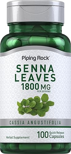 Piping Rock Cápsulas de hojas de Senna de 450 mg 100 unidades Sin OMG, sin gluten