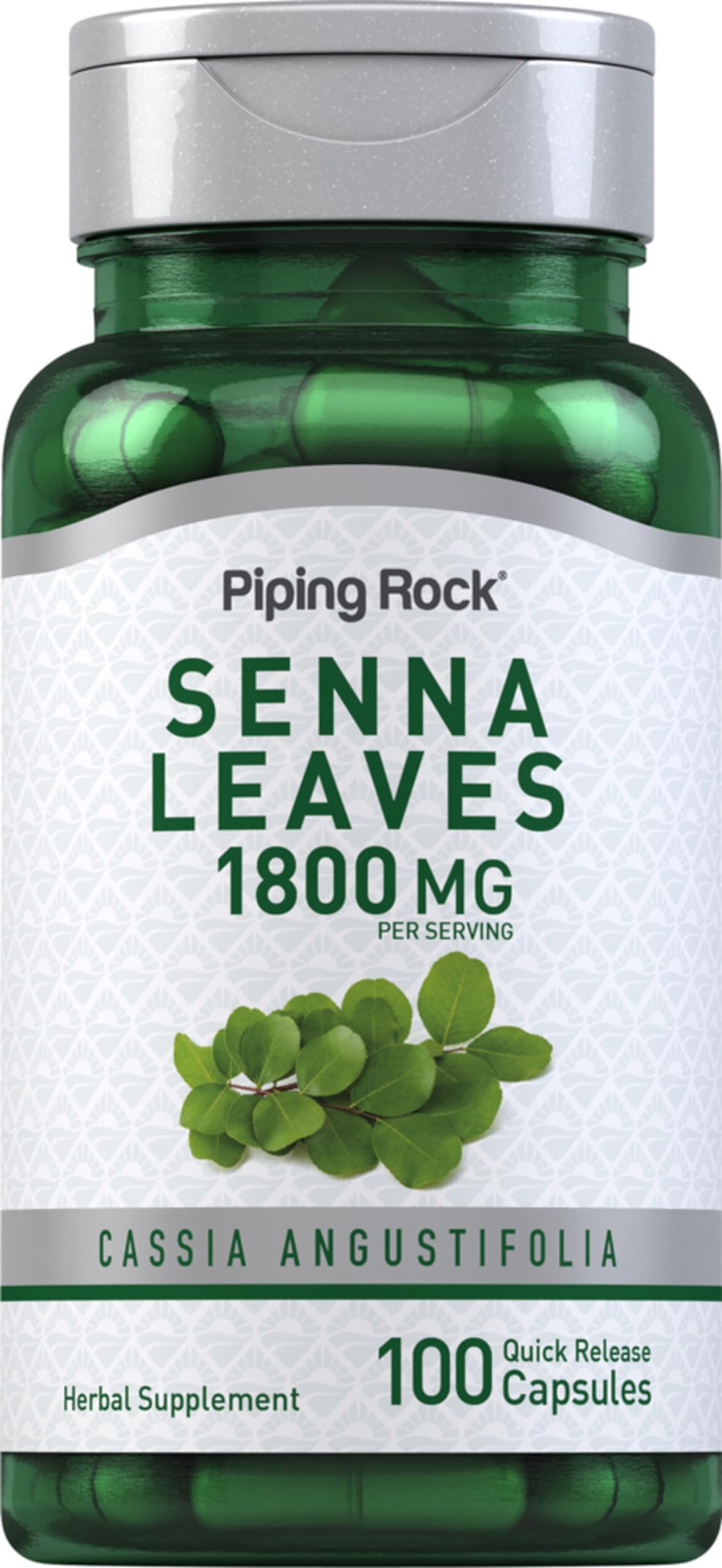 Piping Rock Senna Leaves Capsules | 1800mg | 100 Count