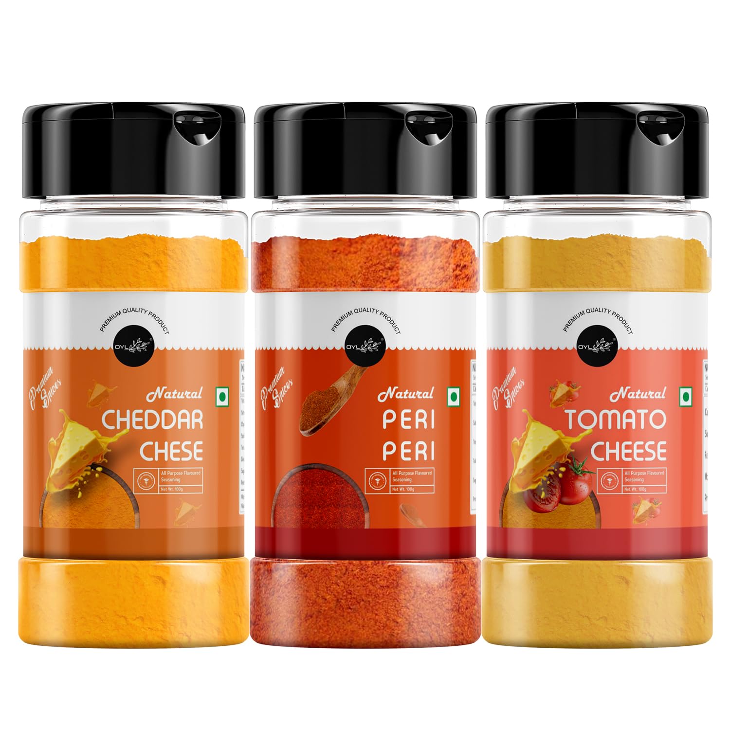 OYL - Cheddar Cheese Powder, Peri-Peri Seasoning Masala & Tomato Cheese Seasoning Powder Combo Pack For Best for Make Delicious Cheese-Flavoured & Multipurpose Seasoning -300g (100g Each Pack Of 3) (B0CLB4P6WB) Amazon Price History, Amazon Price Tracker