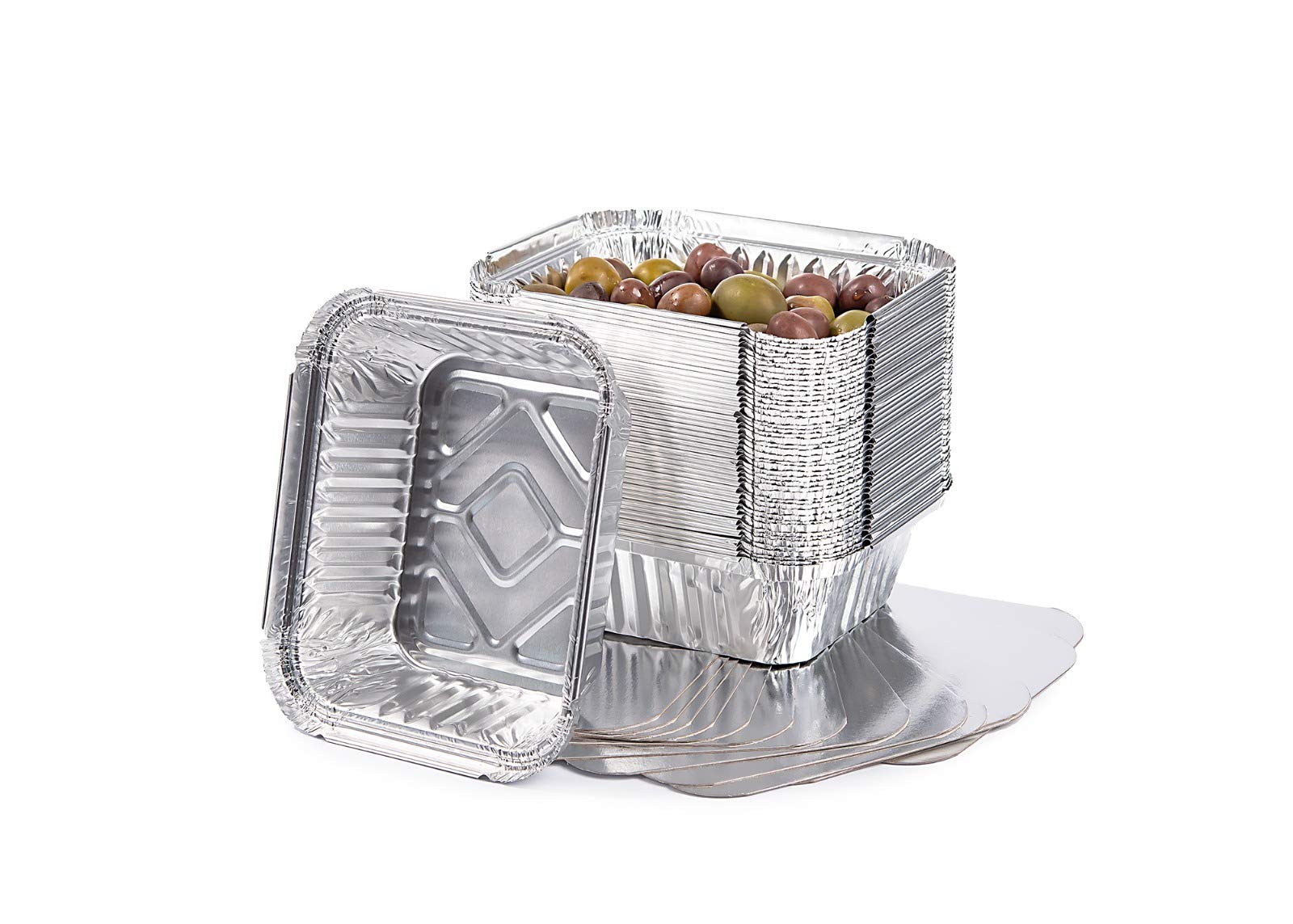 CONTITAL Aluminium containers R28L with lid, 1 Serving, Disposable Trays Professional Line - 50 Pieces