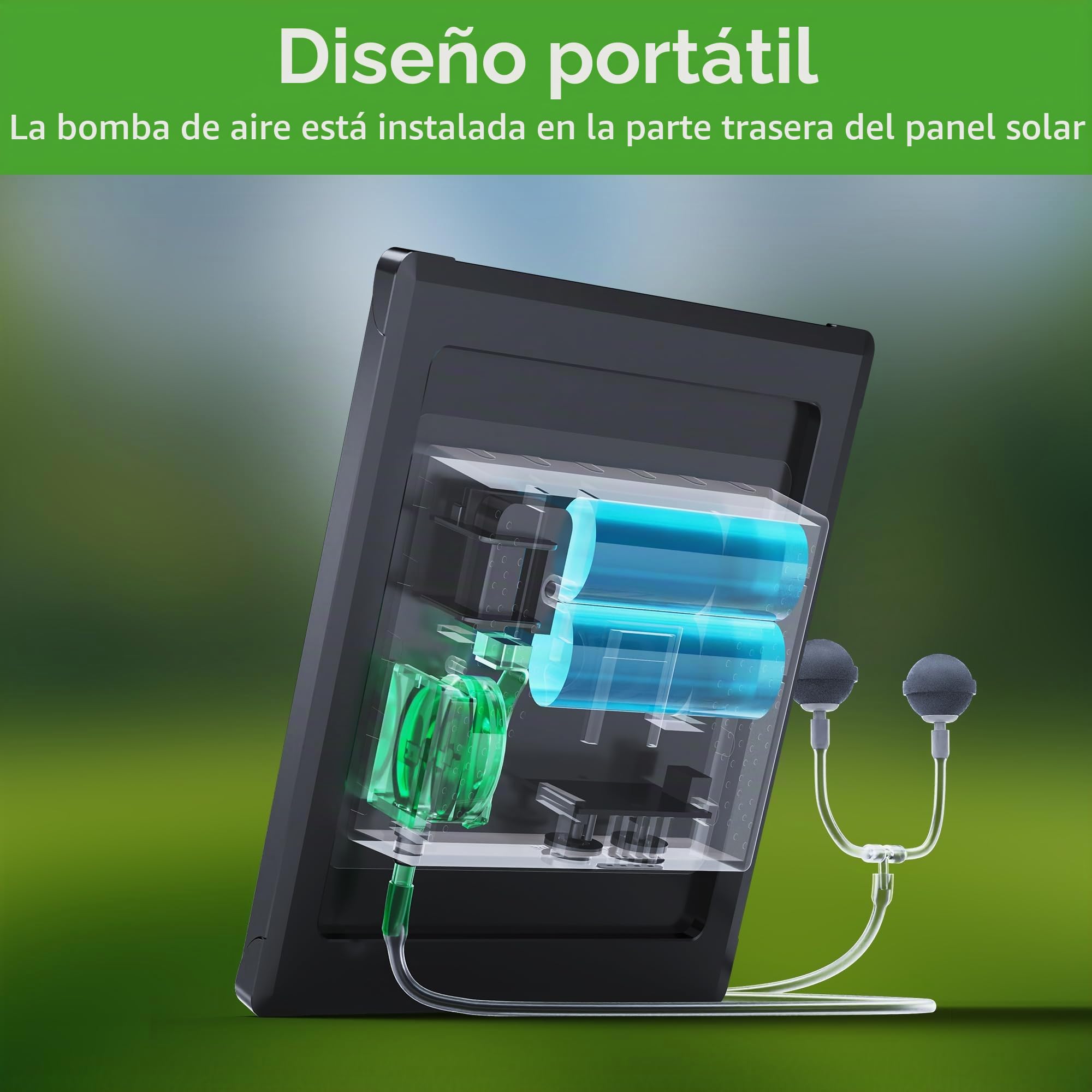 Biling Aireador Solar de Estanque, 2W 1800mAh batería, Bomba de oxígeno Solar para Estanque, Bomba de Aire, Acuario, Estanque, aireador Solar para la circulación del Agua en el jardín