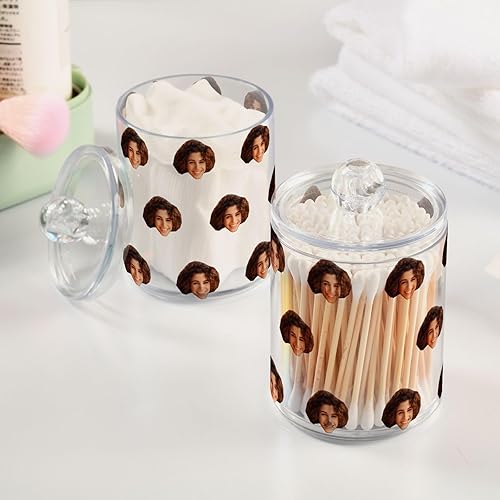 Miniatura 4 de Paquete de 2 dispensadores de soporte Qtip personalizados con tapas, contenedores de almacenamiento, recipientes de baño organizador para bolas de