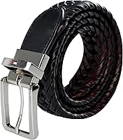 Tommy Hilfiger Men's Reversible Braided Leather Belt - Classic Adjustable Style for Work, Weddings & Daily Wear