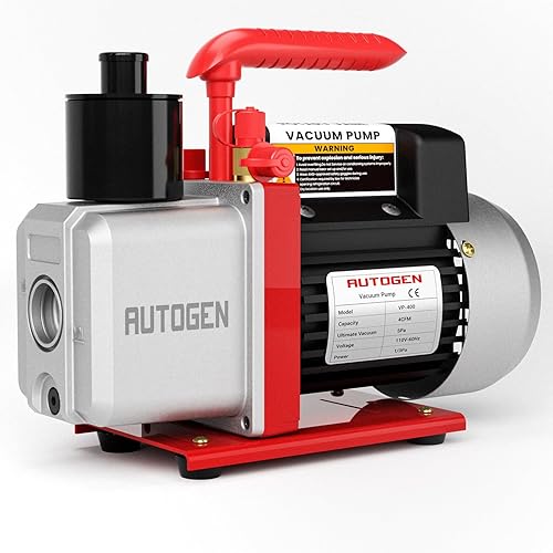 Bomba de vacío HVAC de paletas rotativas 4CFM 5 Pa 13HP AC R410a Puerto de entrada de 14 pulgadas, 1 etapa para recarga de refrigerante HVACAUTO CA,