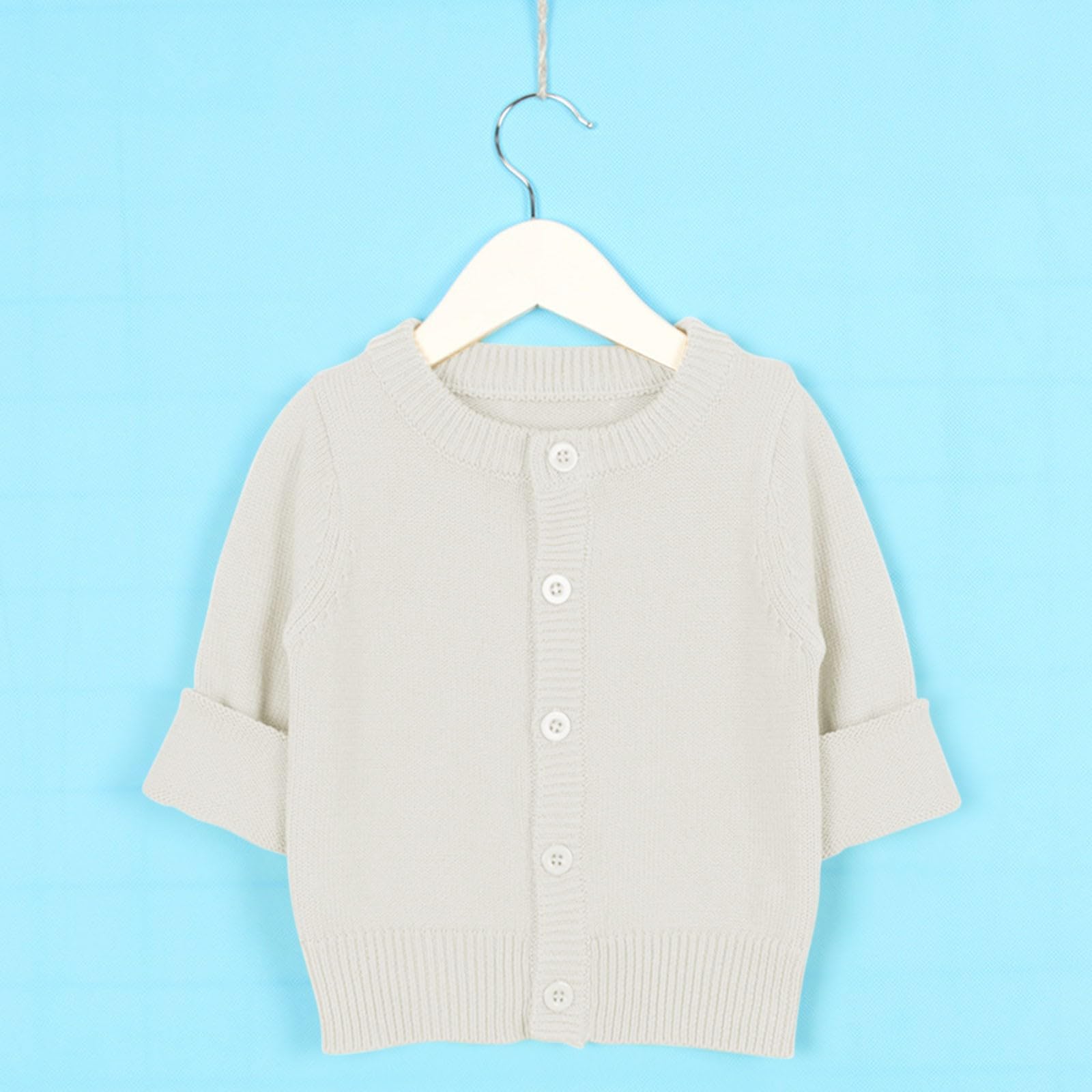 Generisch Cárdigan de punto para niña, cuello redondo, color liso | Más de 15 colores a elegir, diseño básico clásico, versátil para guardería y escuela
