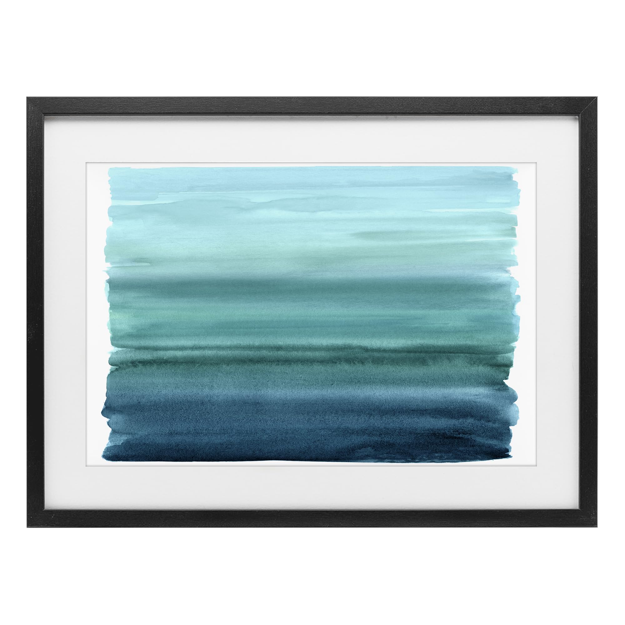 'Ombre Teal Gradient'| Framed Print Under Glass