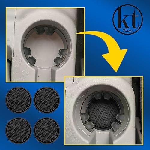 Miniatura 6 de Paquete de 4 posavasos para automóvil, portavasos universales antideslizantes, almohadillas para tazas, accesorios para interiores, color negro