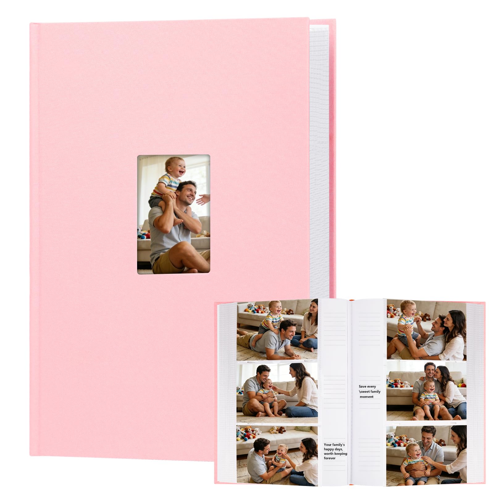 Aevdor 450 Pockets Photo Album 4x6 with Writing Space, Large Capacity Baby Wedding Family Picture Album with Notes, Linen Cover Acid Free Pages Photo