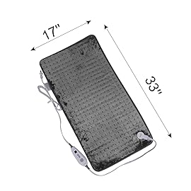 Ruqiji 17\'\'x33\'\' XXXL King Size Heating Pad with 120 Minutes Auto Shut Off&6 Temperature Settings, Flannel Electric Heating Pad/Pain Relief for Back/Neck/Shoulders/Menstrual Pain/Leg Cramp (Dark Gray)