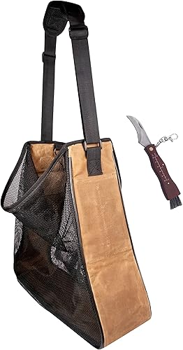 Miniatura 9 de Earth Biome Bolsa de lona encerada de tamaño mediano y malla para forrajería, recolección de frutas, mercado de agricultores (rojo y naranja)