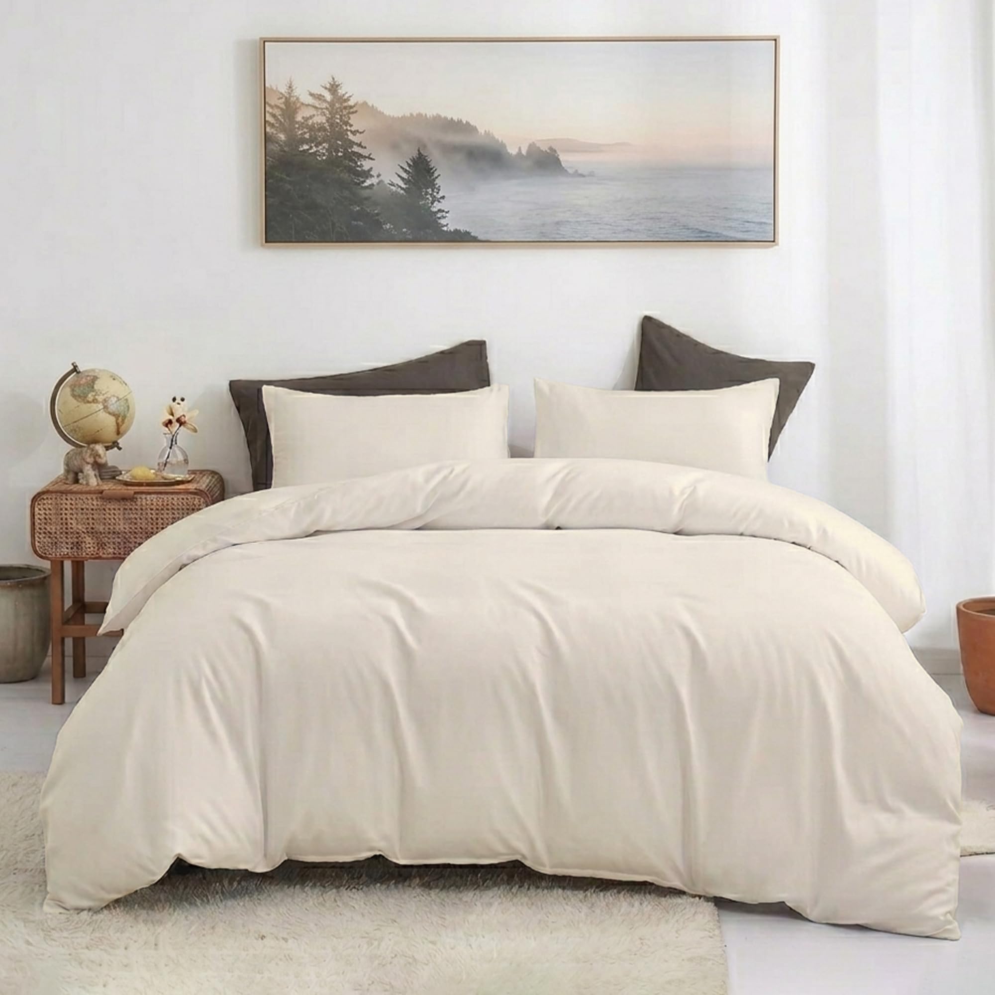 BloomBedding 3 Piece King Size Duvet Set 100% Cotton Duvet Cover King Size Super Soft And Cozy Duvet King Size Cover Set Luxury Bedding Sets With Button Closure — image 1