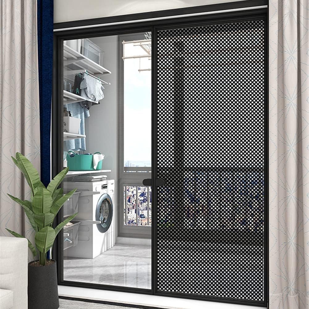 Moyishi One-Way Perforated Black Vinyl Privacy Window Film Electrostatic Adhesive Glass Wrap Roll (24''x78'')