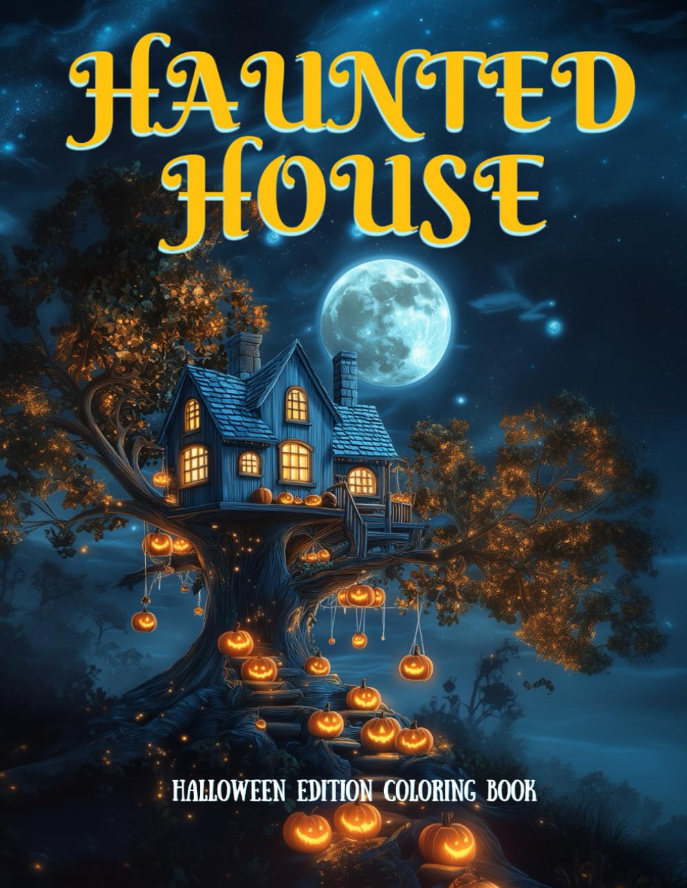Haunted House - Halloween Edition Coloring Book: 50 Spooky & Scary Illustrations of Flying Mansions for Adults & Teens (Magical Houses Coloring Books)