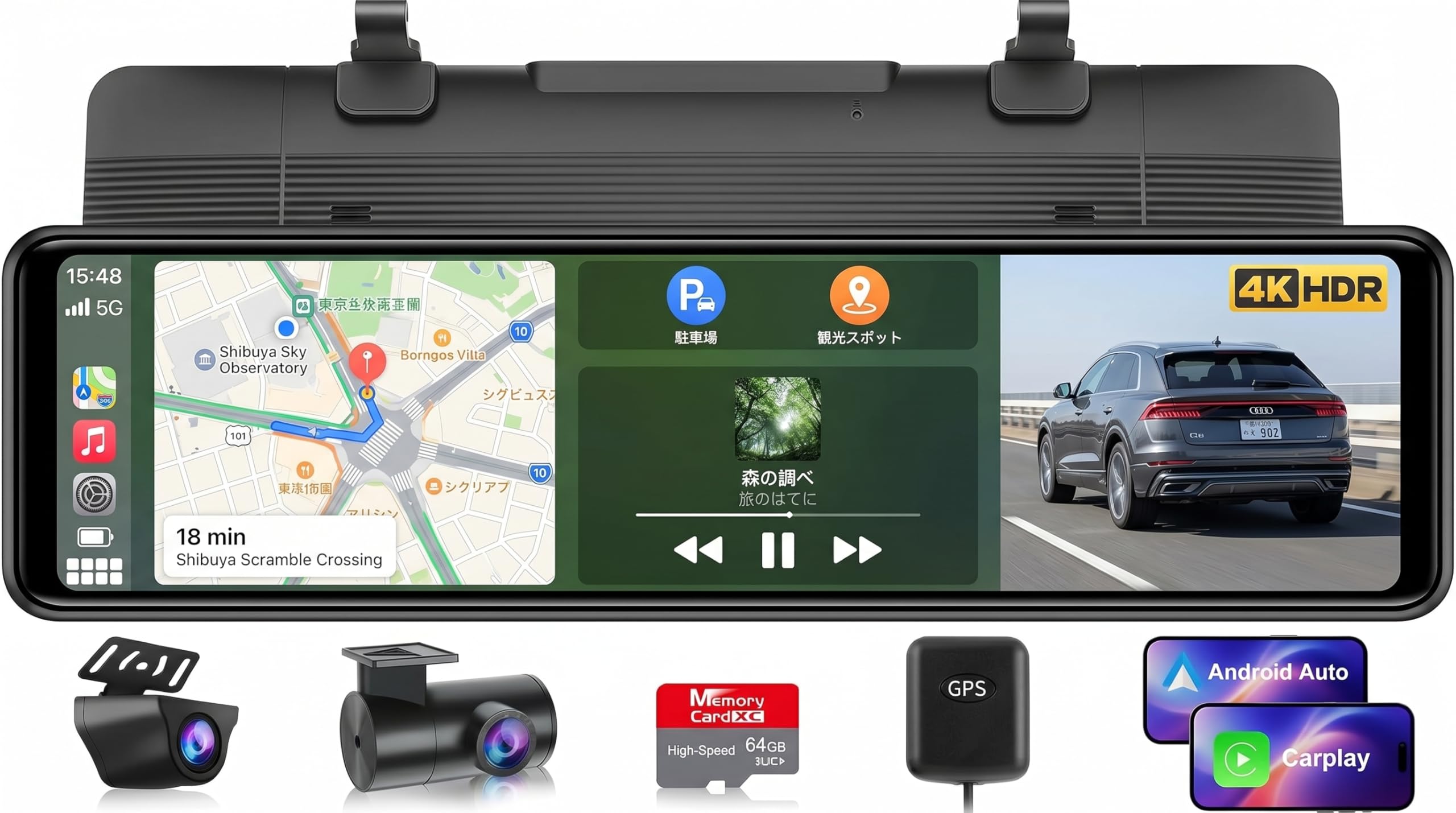 Amazon.co.jp: 【2026年完全版】1台3役！CarPlay/Android Auto&前後