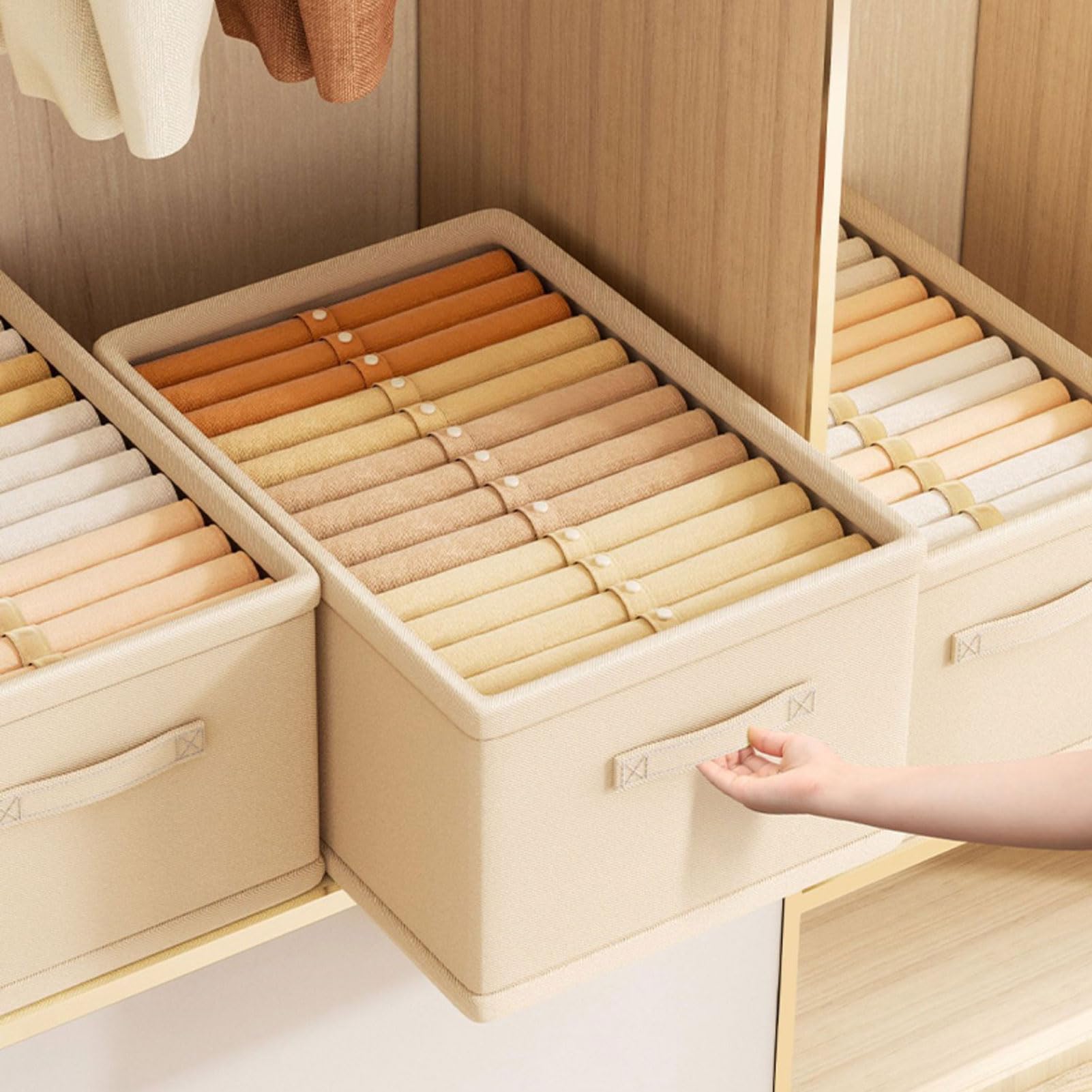 Aufbewahrungsbox aus Stoff mit Deckel, faltbarer Schrank- und Schubladen-Organizer für Kleidung, Hosen und Pullover, ideal für Zuhause und Wohnheim