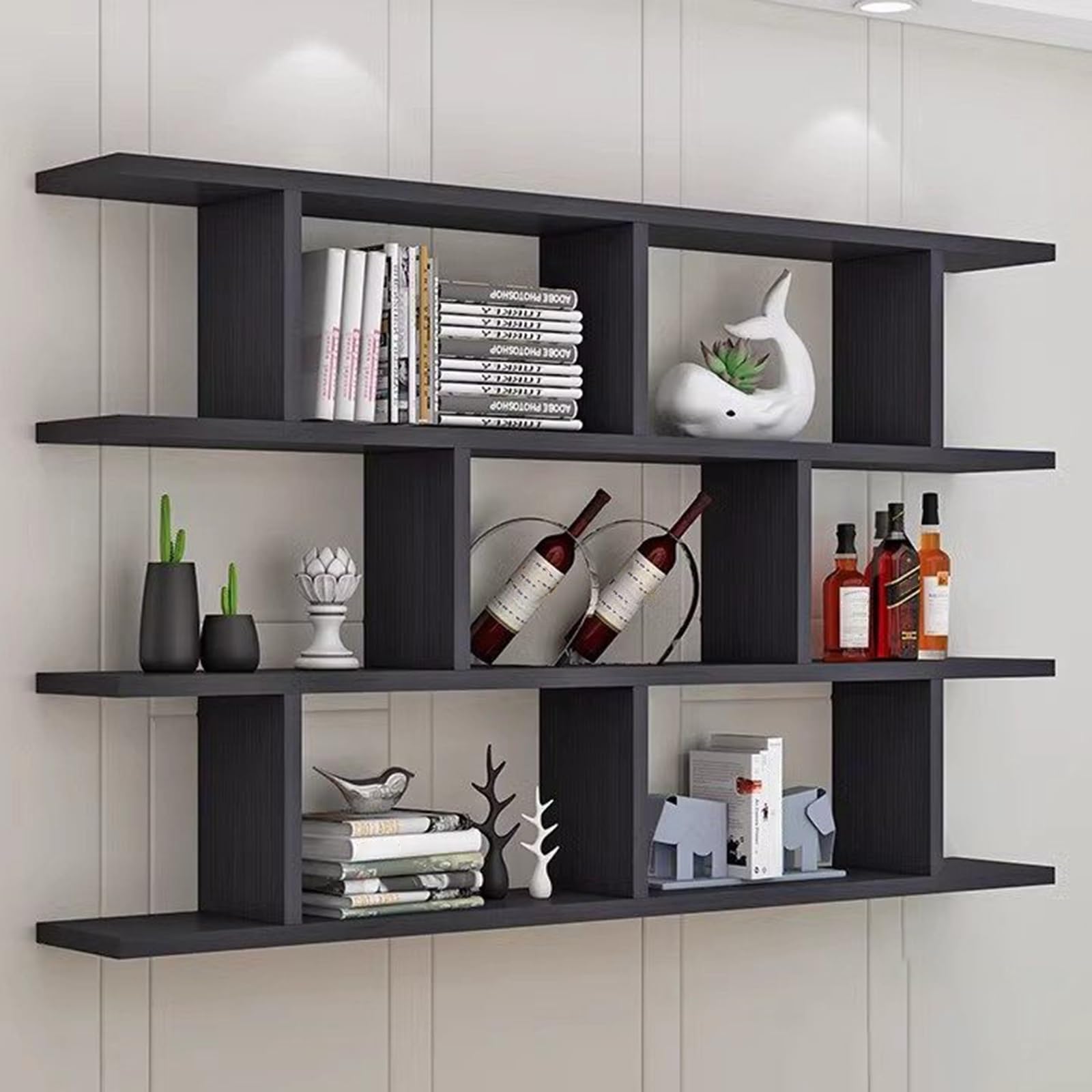 Bibliothèque murale noire pour salon et salle à manger, étagère suspendue moderne de 100 cm
