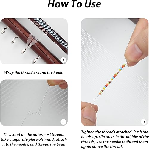 Miniatura 4 de COSYOO Kit de telar de cuentas de madera, herramientas para hacer joyas con pinzas de hilos, 3 bolsas de cuentas, herramienta de fabricación de joyas